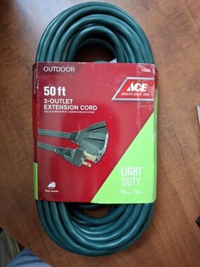 Ace Outdoor 50ft Green Triple Outlet Cord 16/3 SJTW - MO-SJT163-50-GN